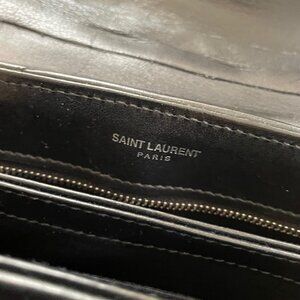 Saint Laurent Calfskin Y Quilted Monogram Toy Loulou Crossbody Bag Black